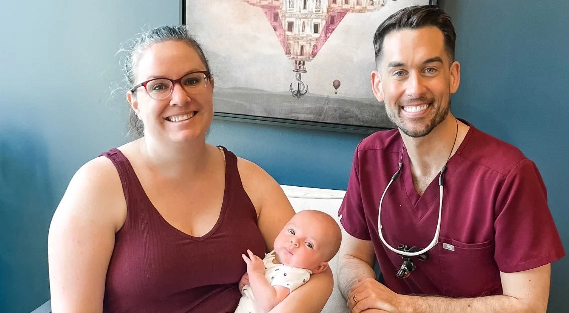 Lip Tie Release patient with Dr. Deric at the Band and Wire office near Hinsdale, Illinois.